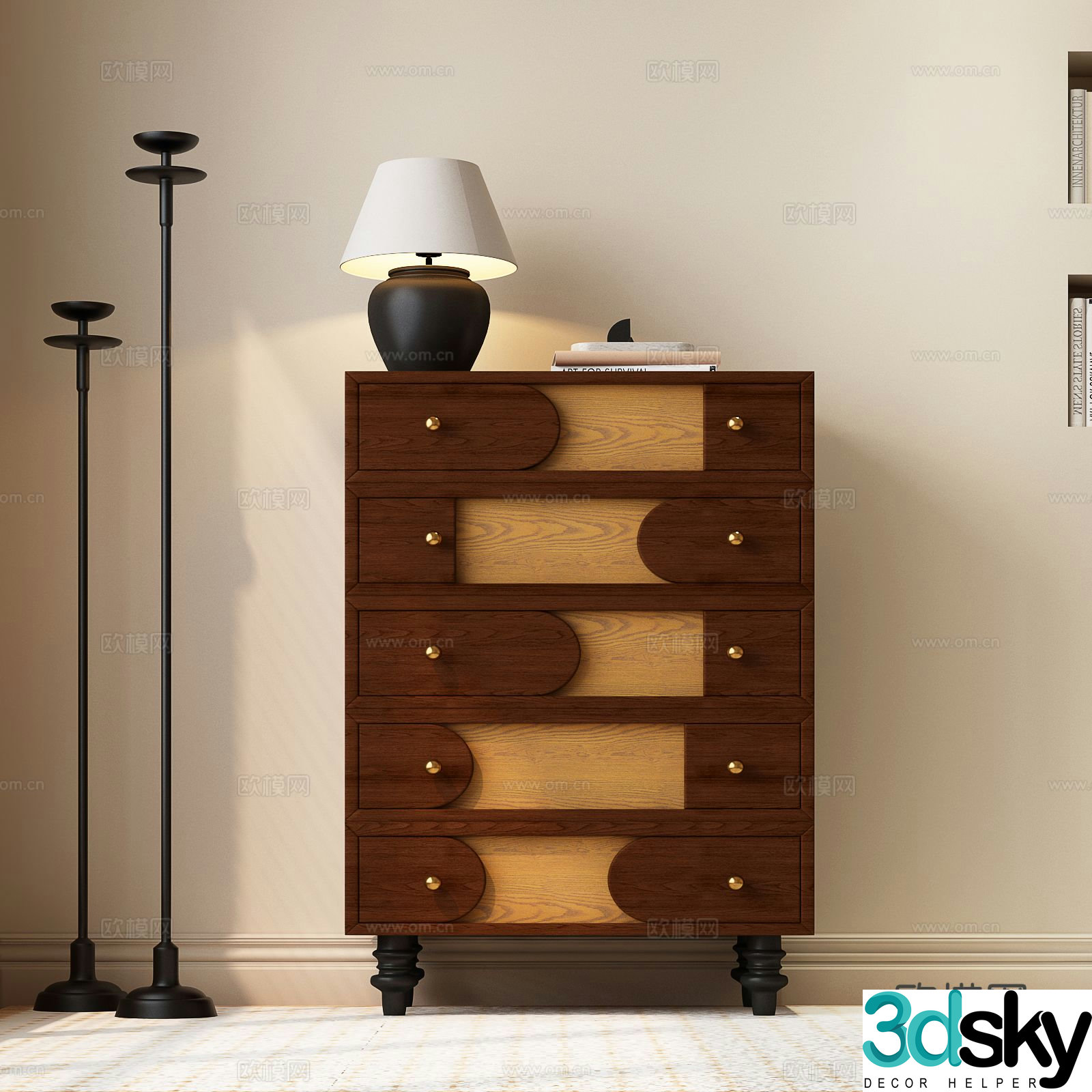 Medieval style chest of drawers 3D model