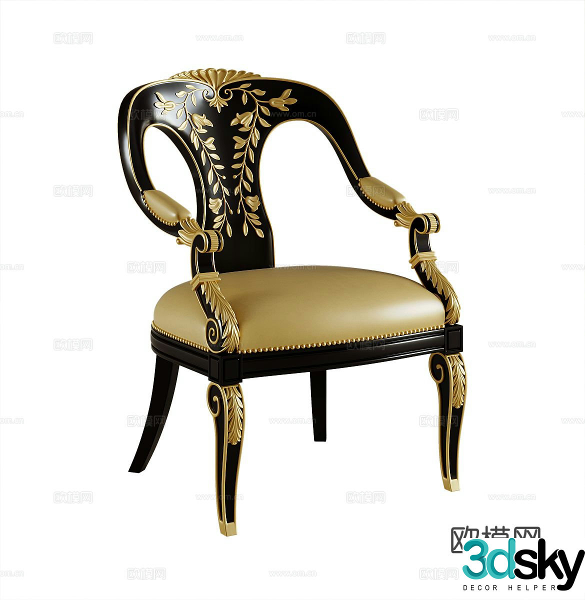 French chair lounge chair 3d model
