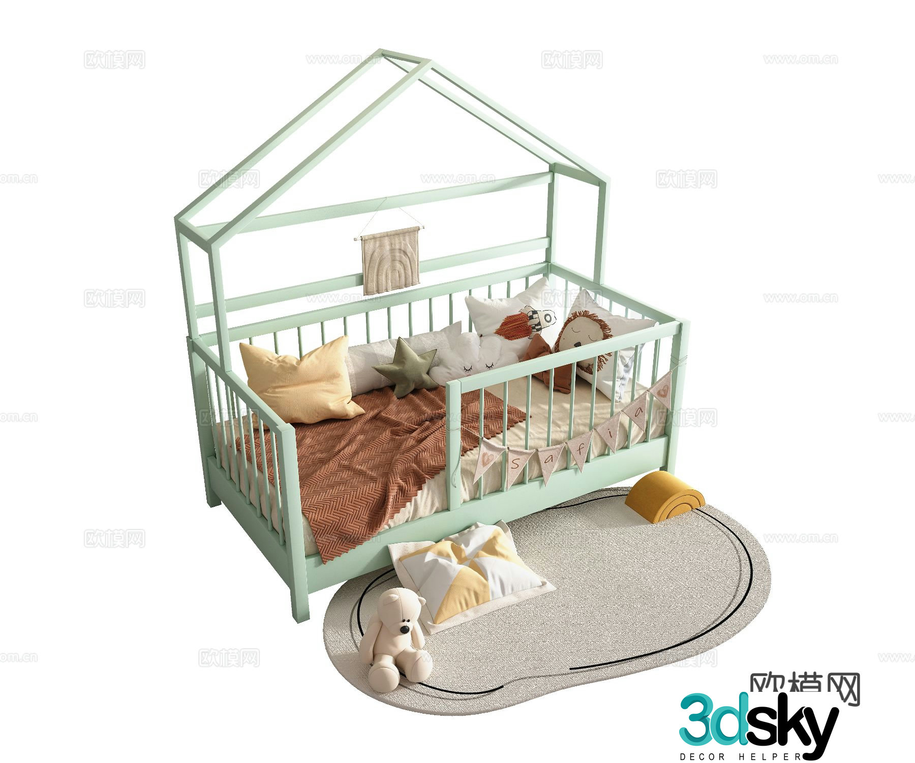 Modern children’s bed 3d model