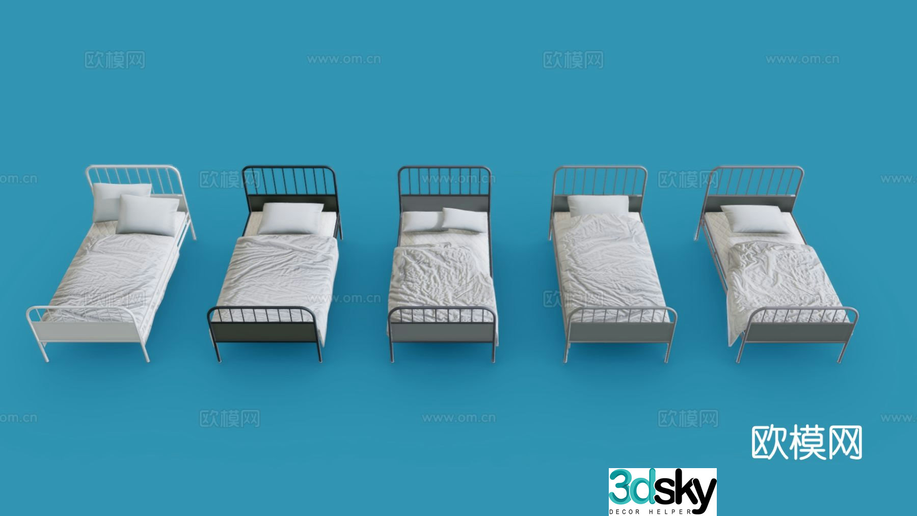 Modern single bed canopy bed wrought iron bed 3d model