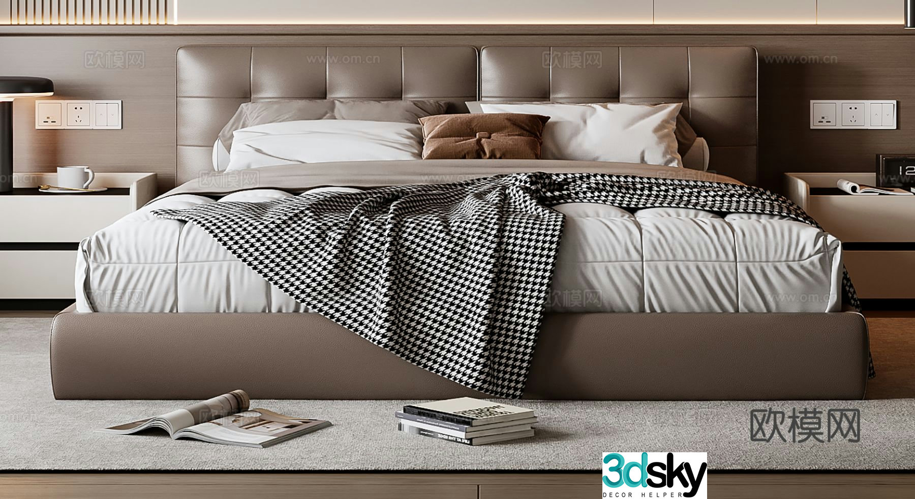 Italian double bed 3d model