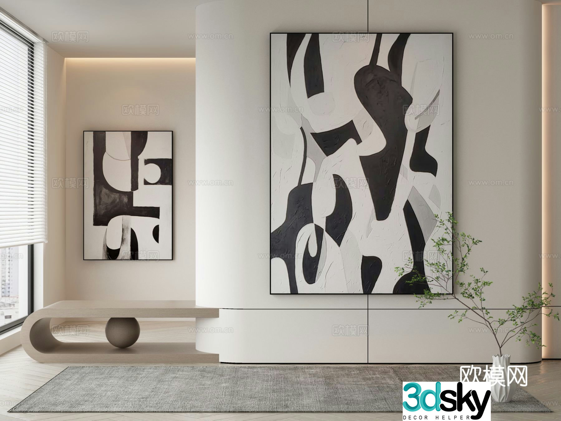 Modern abstract painting decorative painting 3d model