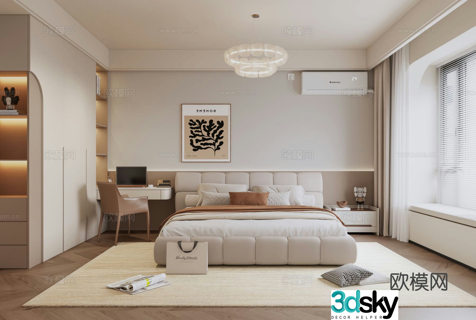 Cream style bedroom master bedroom 3d model