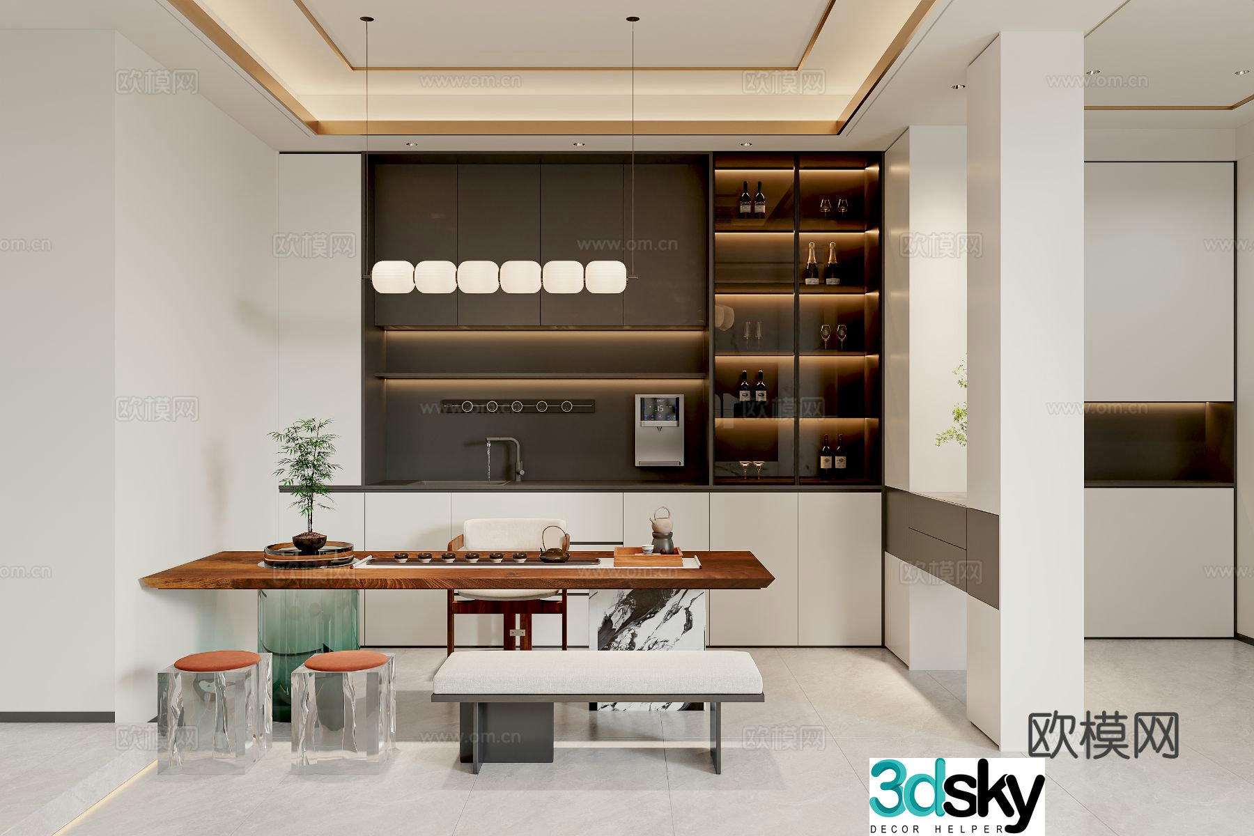New Chinese tea room 3d model