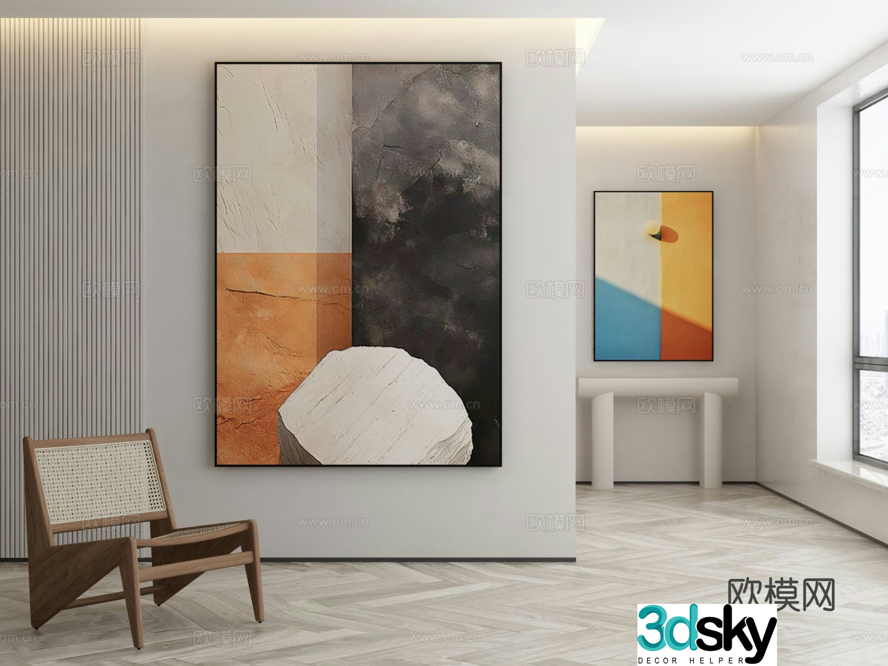 Modern texture painting decorative painting 3d model