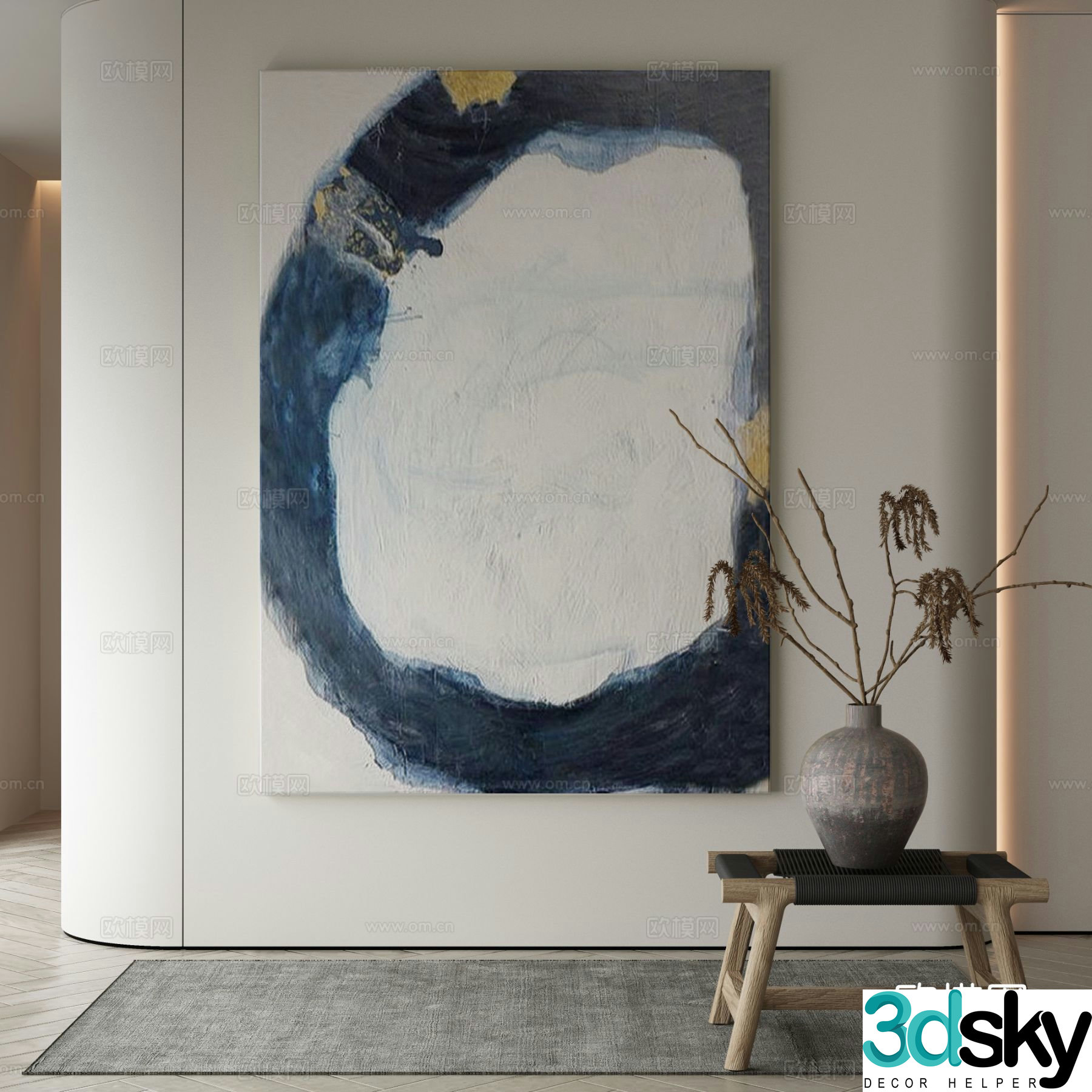 Modern texture painting decorative painting 3d model