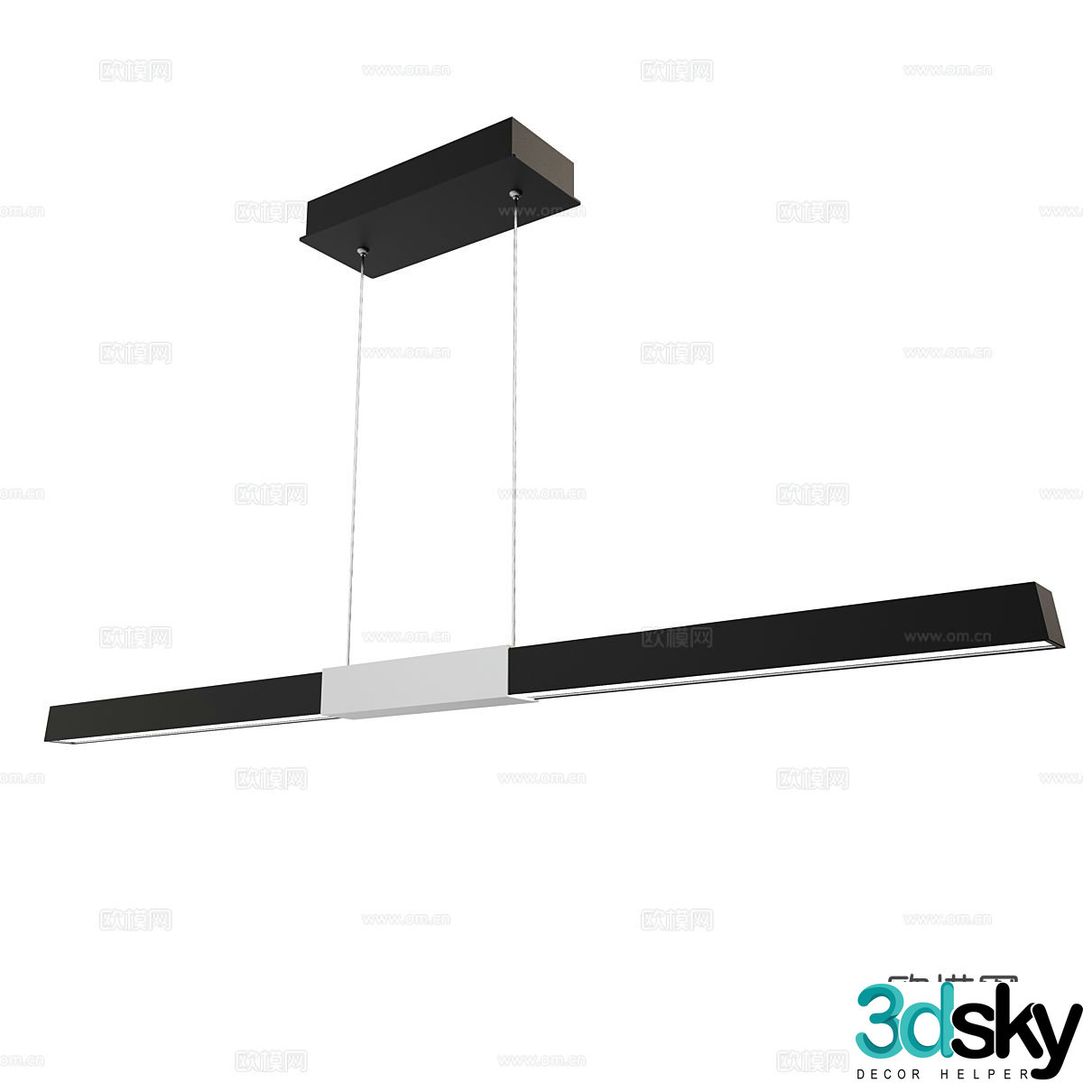 Modern long chandelier office chandelier 3d model