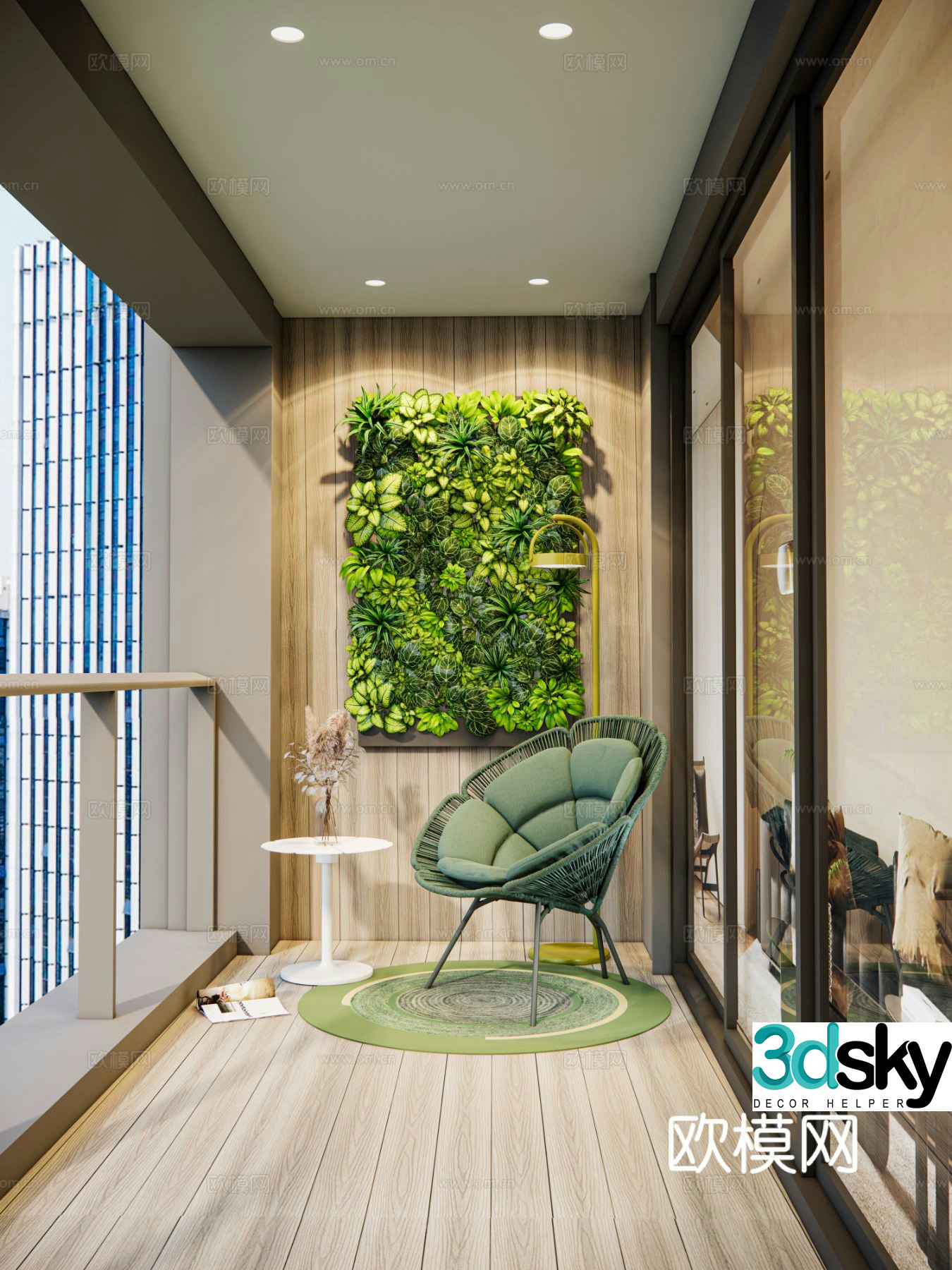 Living balcony leisure balcony 3d model