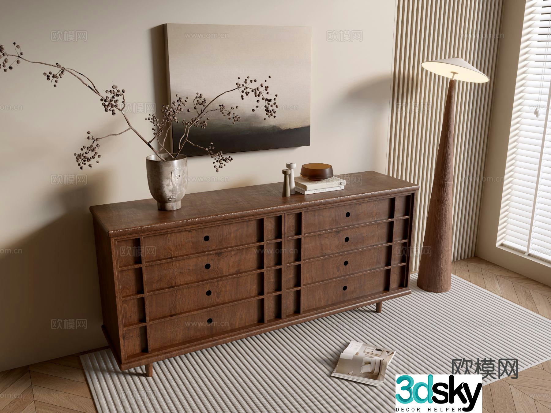 Medieval style chest of drawers 3D model