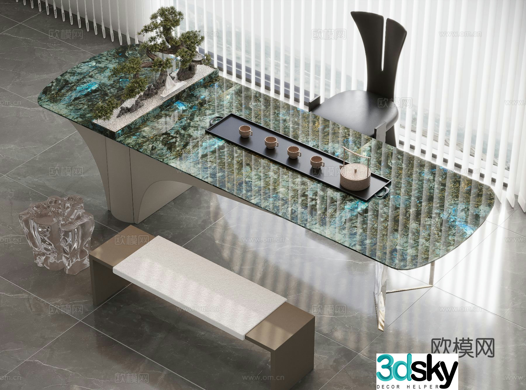 New Chinese style tea table tea table 3d model