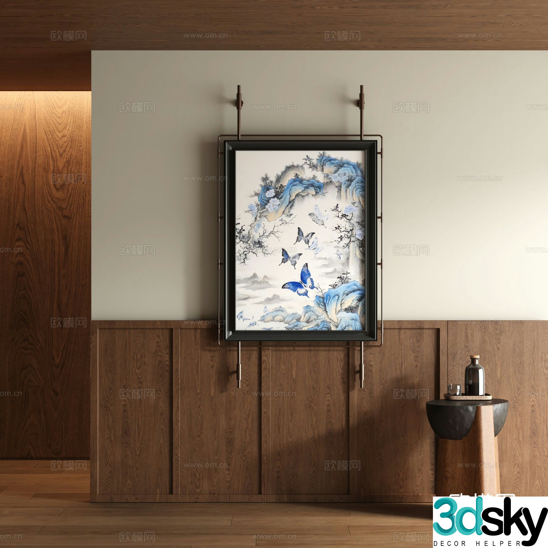 New Chinese style ink painting decorative painting 3D model