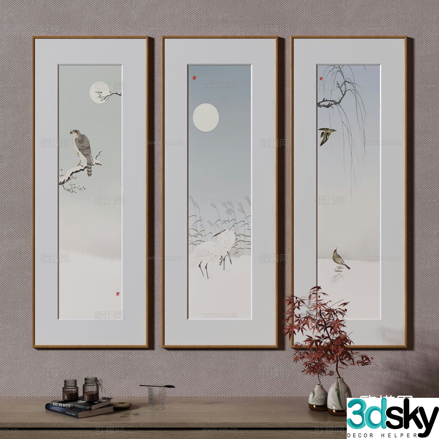 New Chinese style decorative painting flower and bird painting hanging painting 3D model