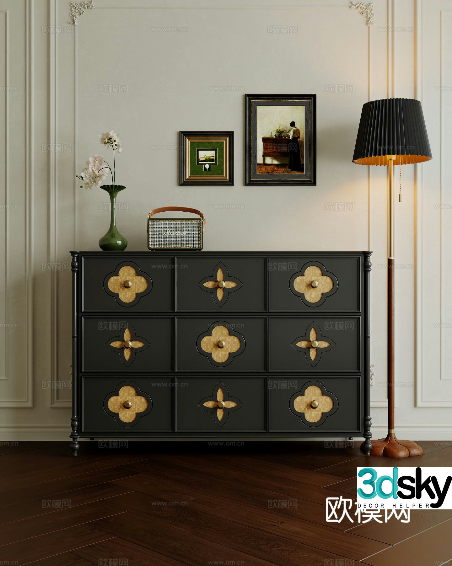 Medieval style chest of drawers 3D model