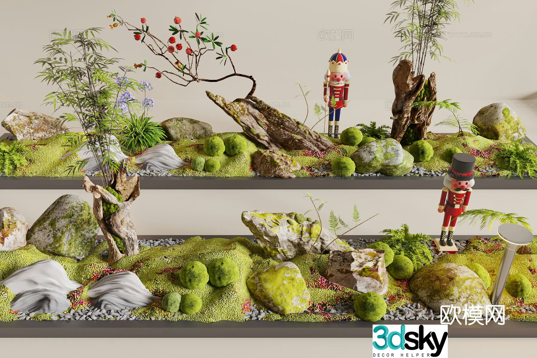 Modern moss landscaping green plant landscape 3D model