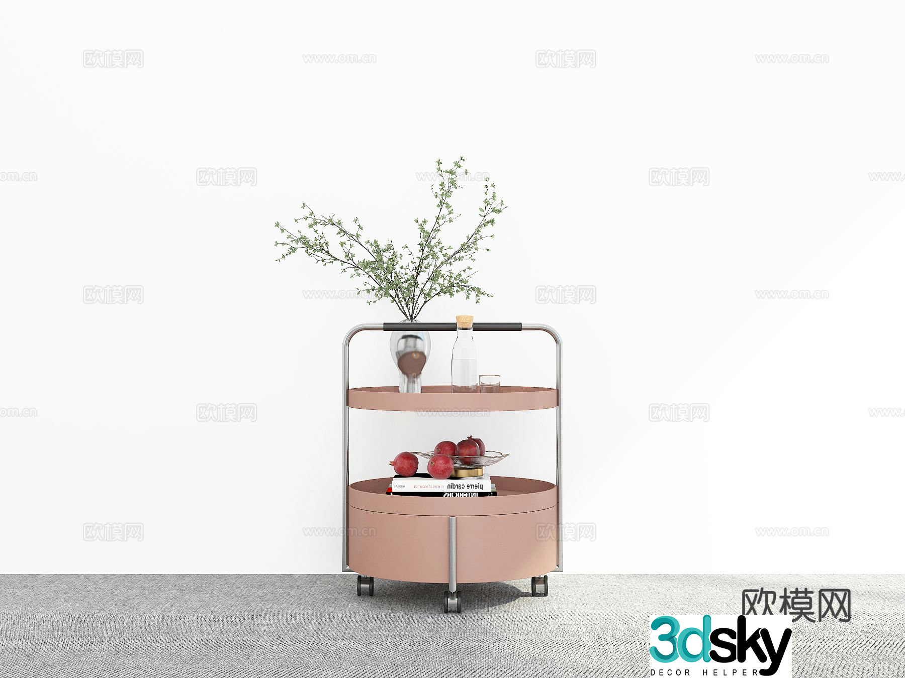 Modern trolley corner table side table 3d model