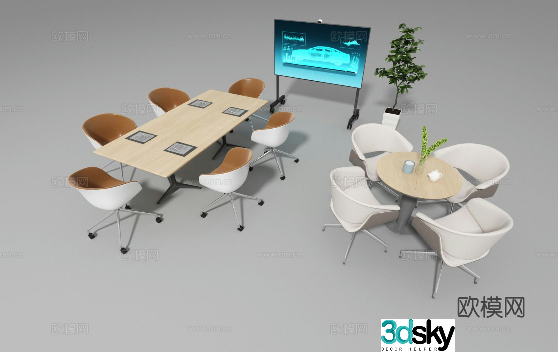 Modern conference table negotiation table 3d model