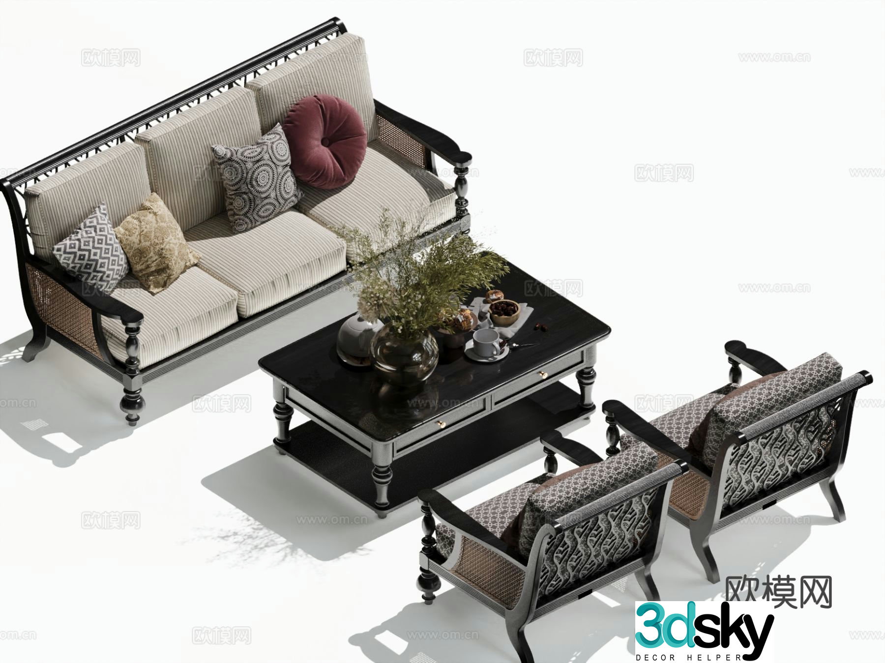 Simple European modular sofa 3D model