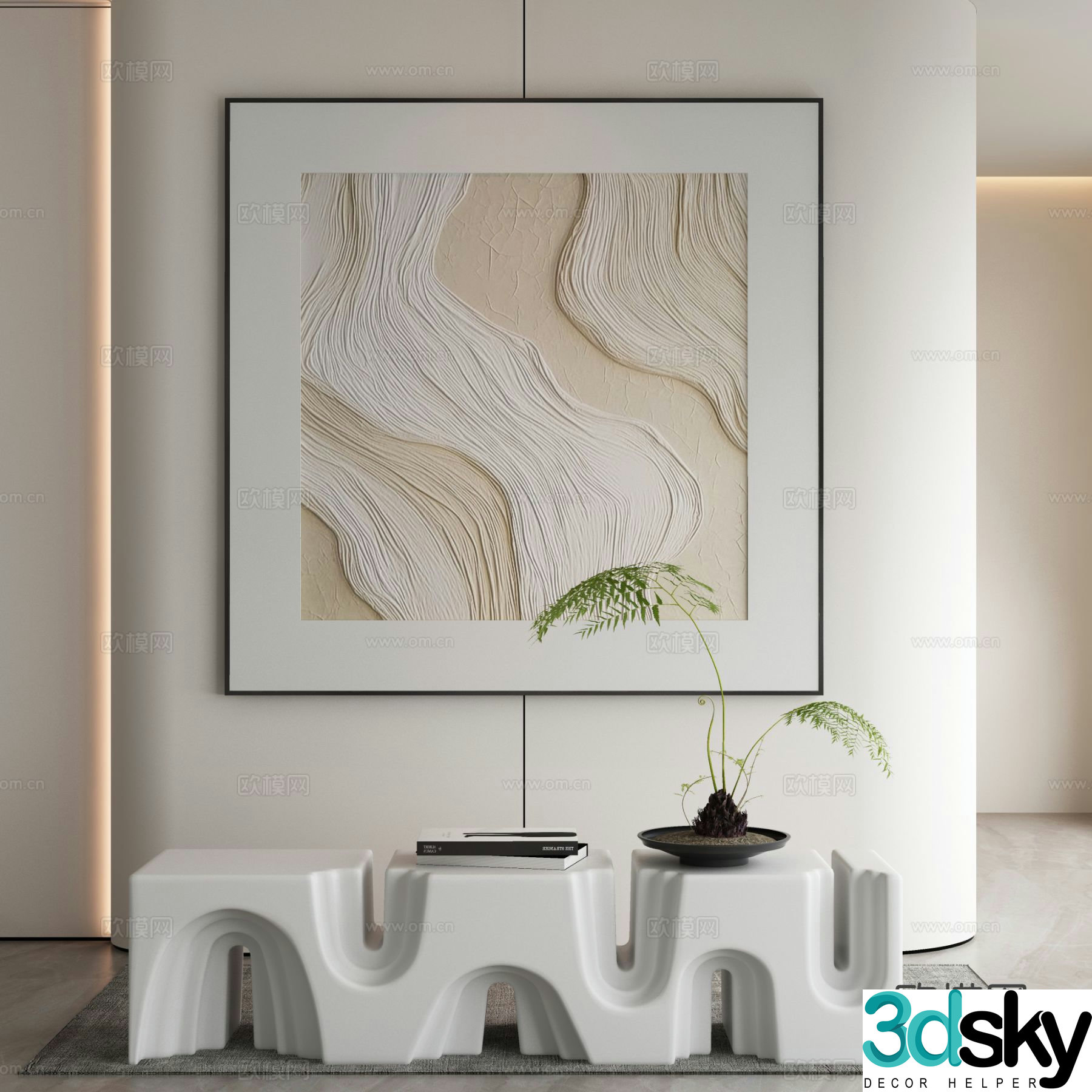 Modern texture painting decorative painting 3d model