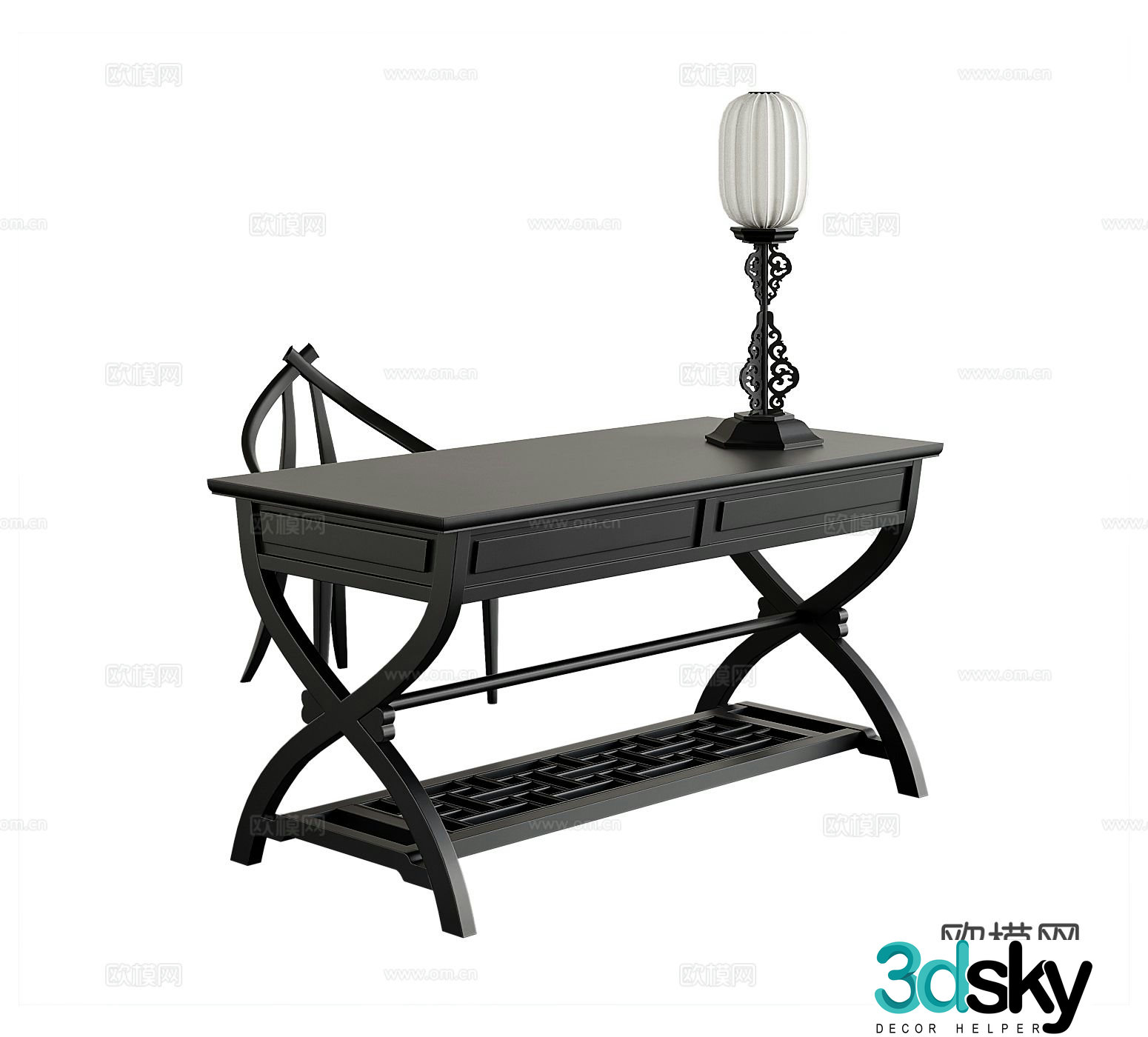 New Chinese style desk 3d model