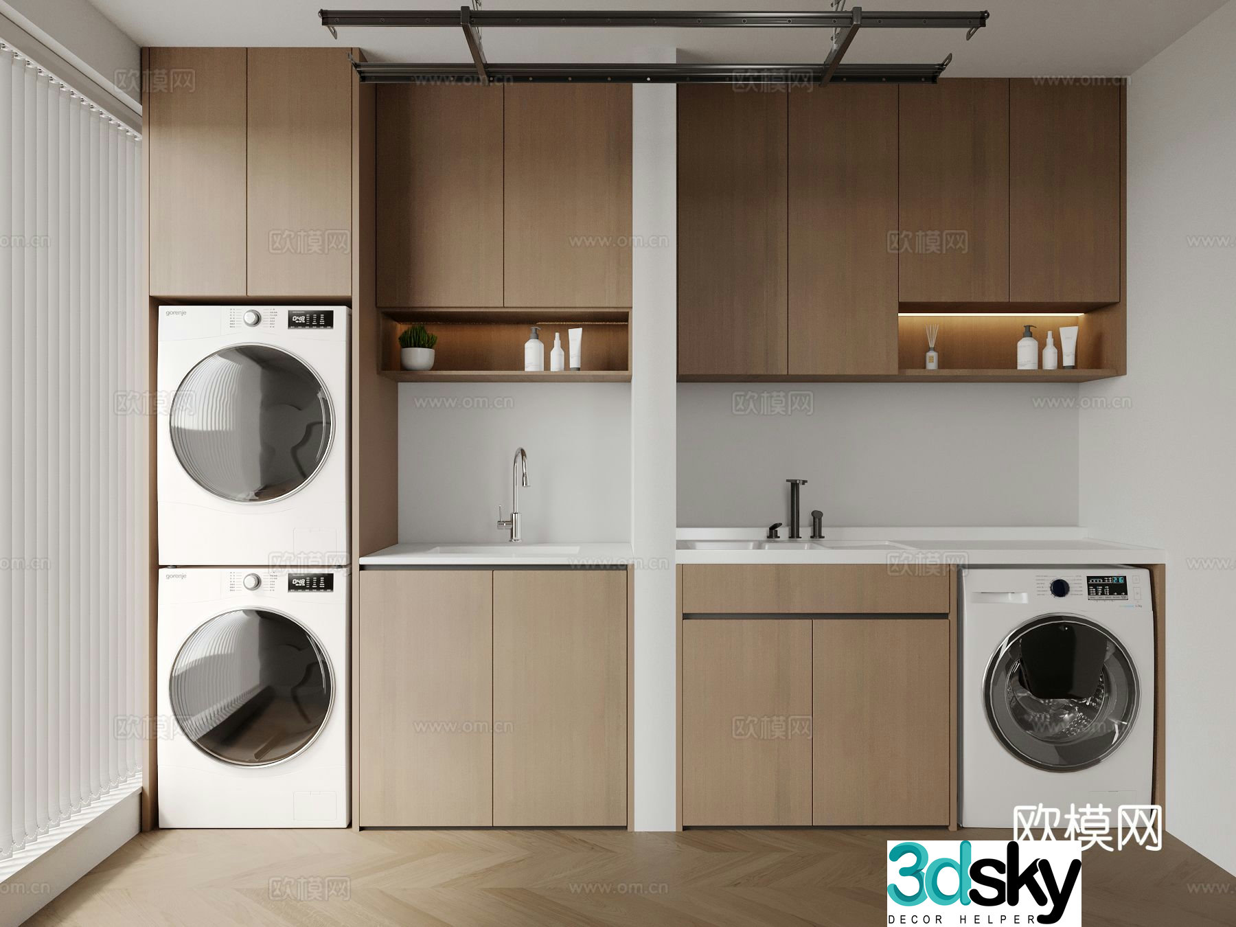 Modern balcony cabinet washing machine cabinet 3d model