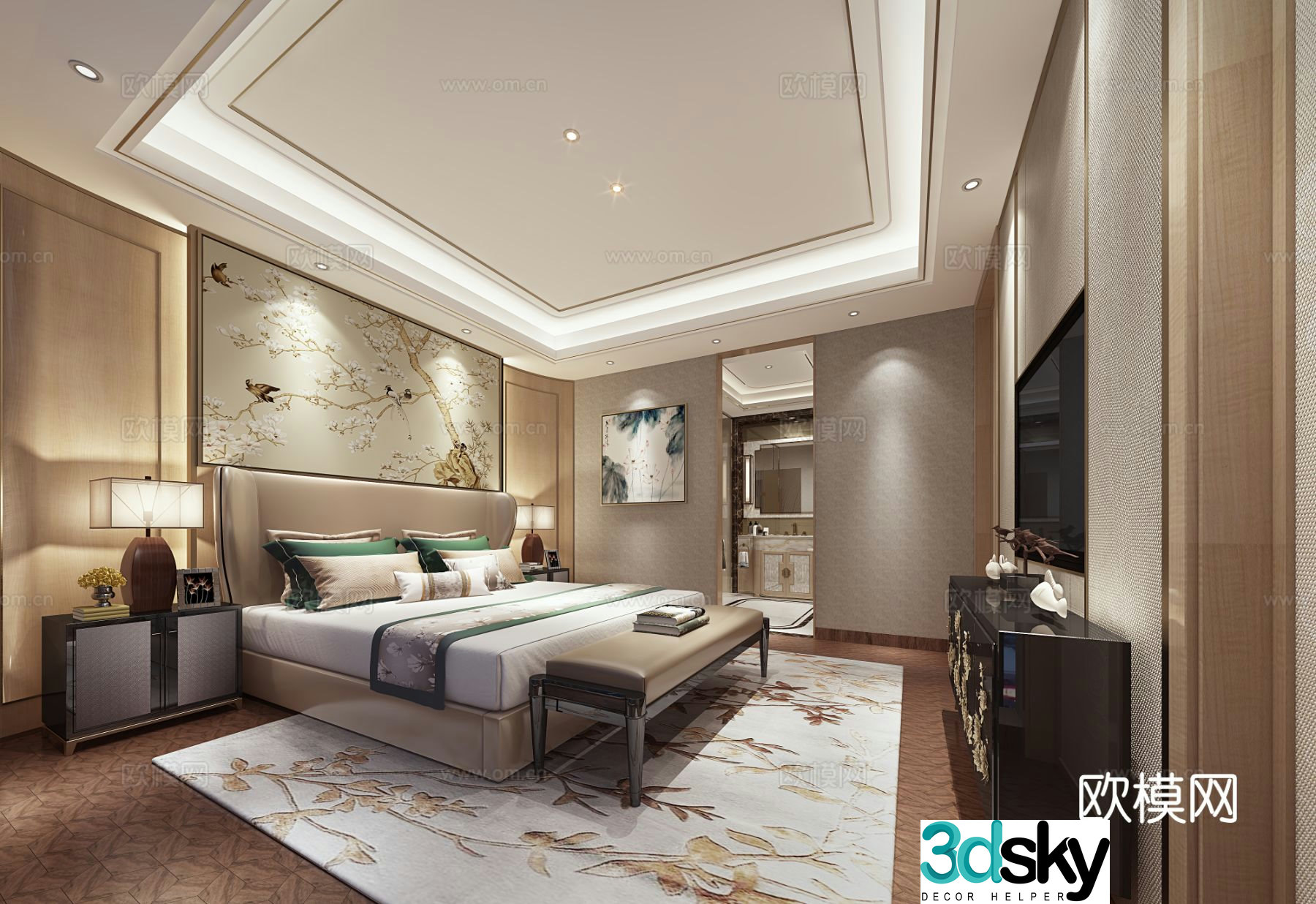 New Chinese style bedroom master bedroom 3d model