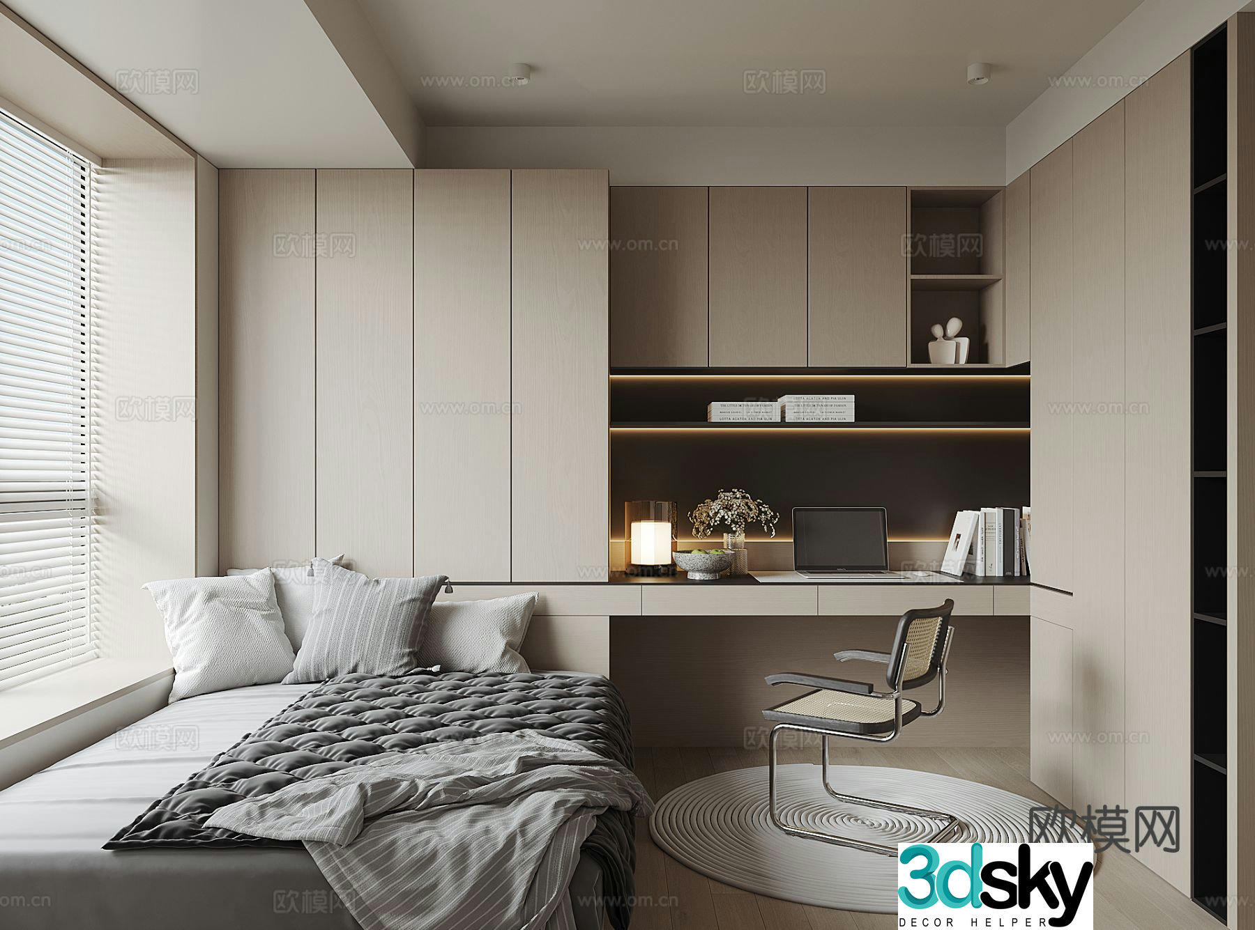 Modern tatami bedroom 3d model
