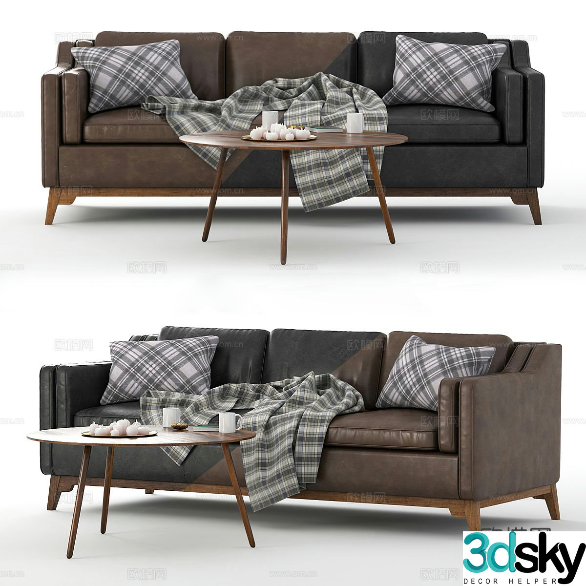 3D model of three seater sofa