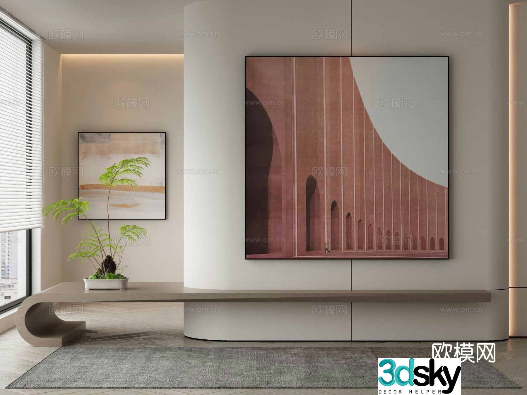 Decorative painting architectural painting hanging painting 3d model