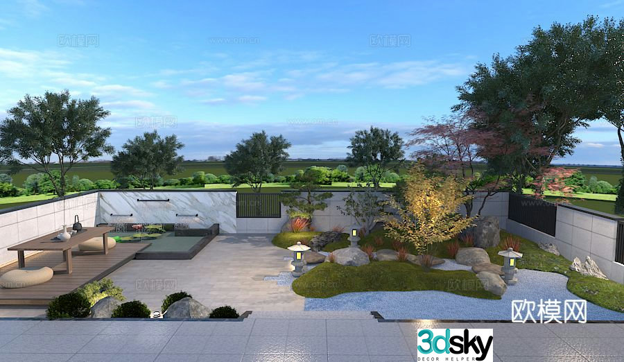 Villa courtyard garden 3d model