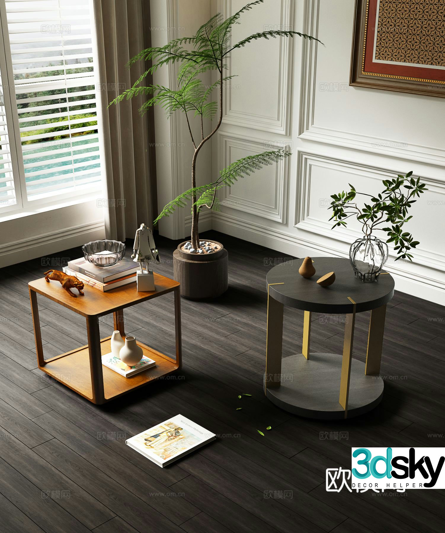 Wabi-sabi corner table side table round table table table 3D model