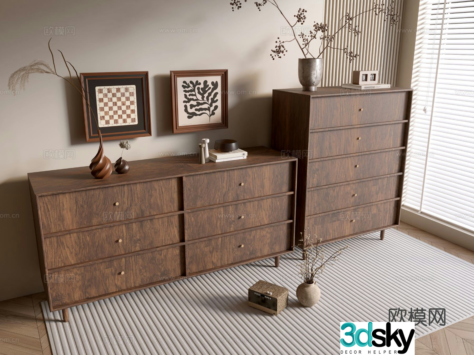Medieval style chest of drawers 3D model