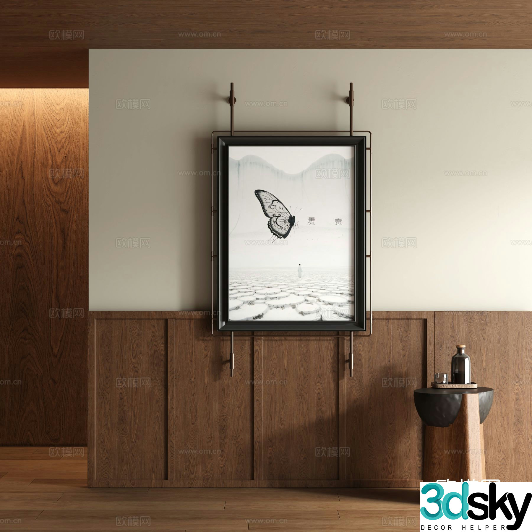 New Chinese style butterfly painting decorative painting 3d model