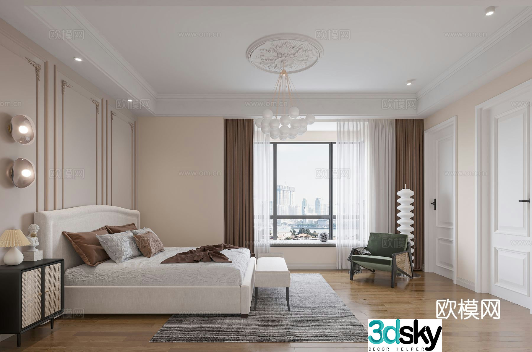 French bedroom master bedroom 3d model