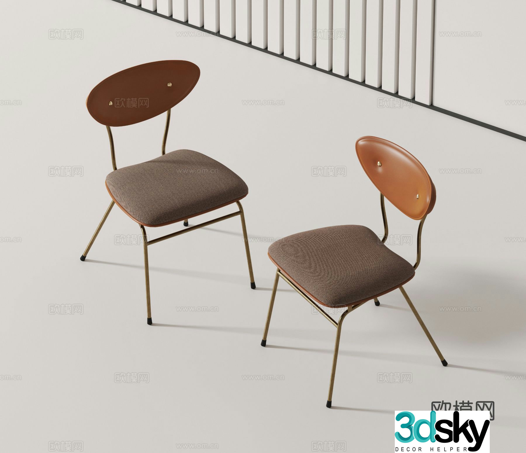 Modern single chair dining chair 3d model