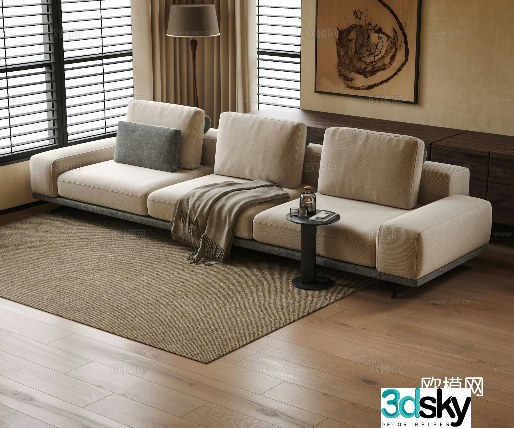 Three seater sofa armrest sofa 3d model