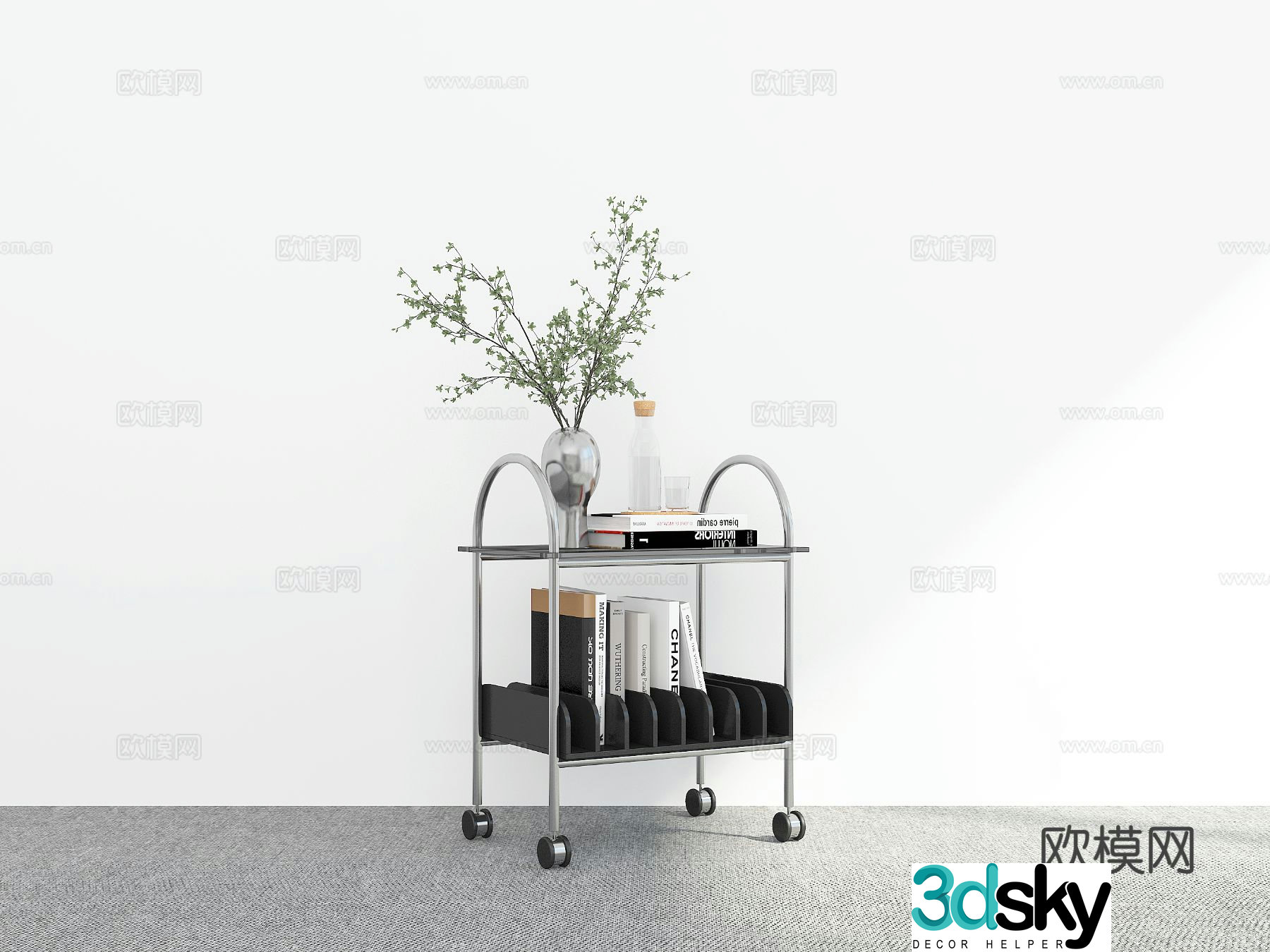 Modern trolley corner table side table 3d model