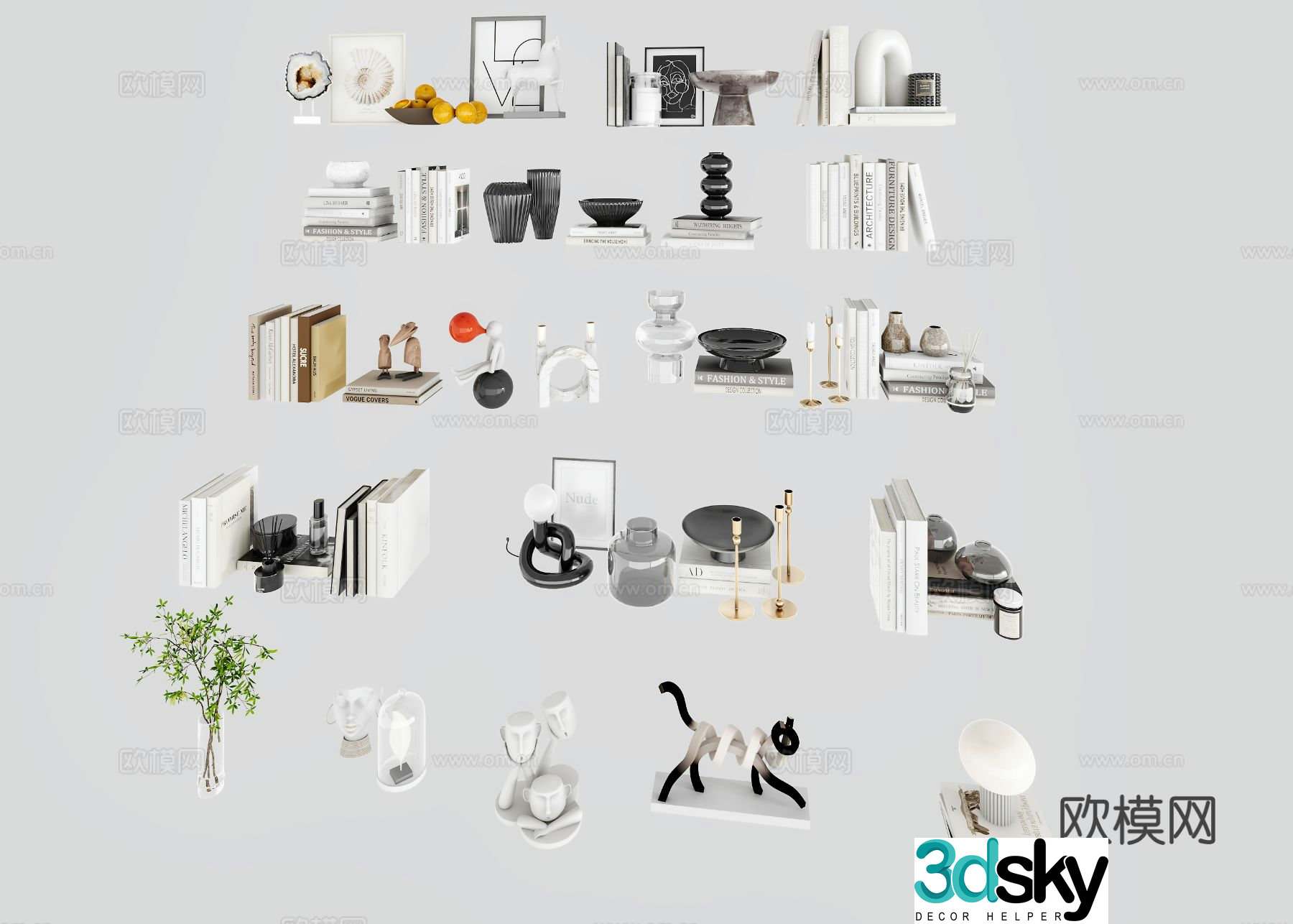 Modern jewelry ornaments books crafts 3d model