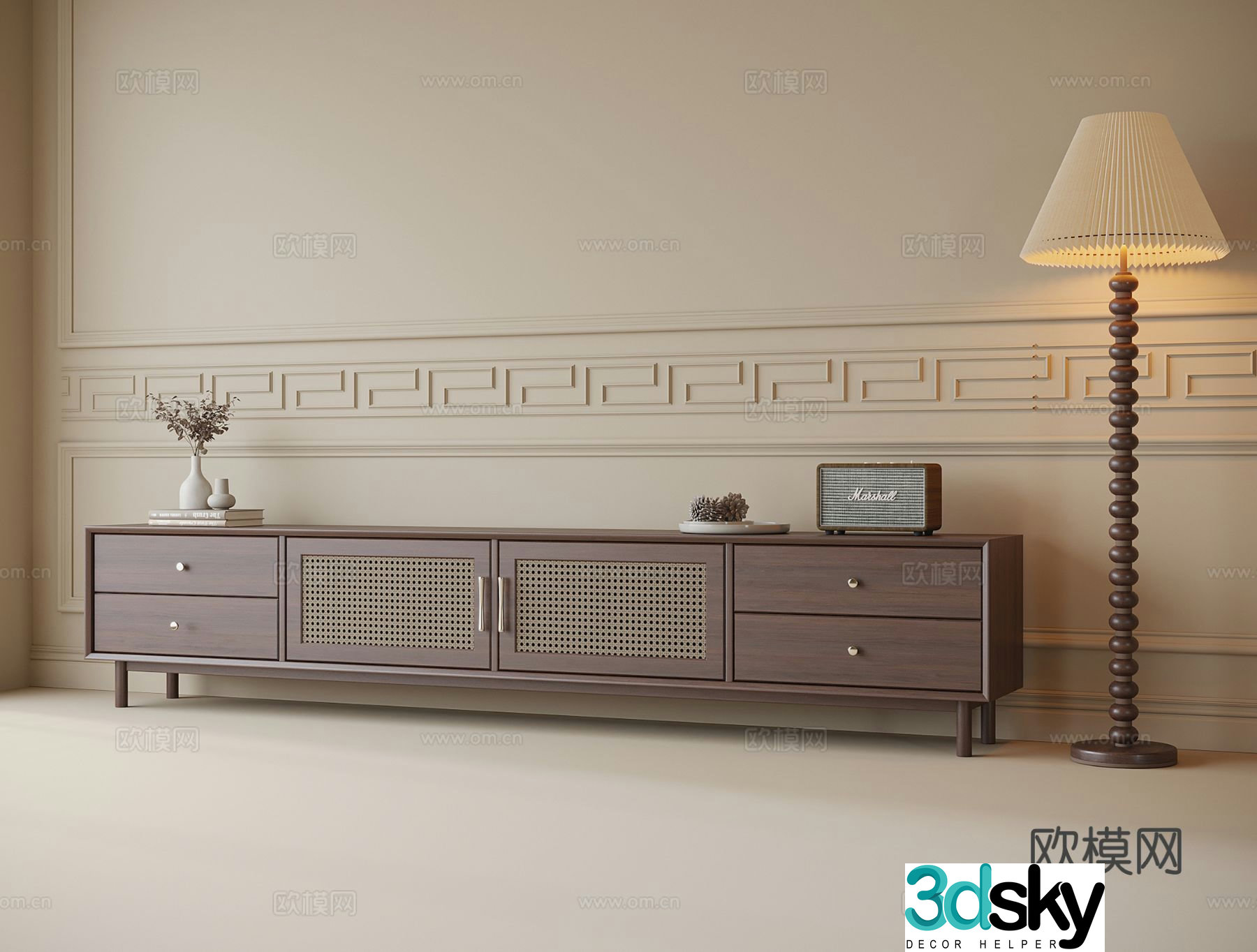 Medieval style TV cabinet 3D model