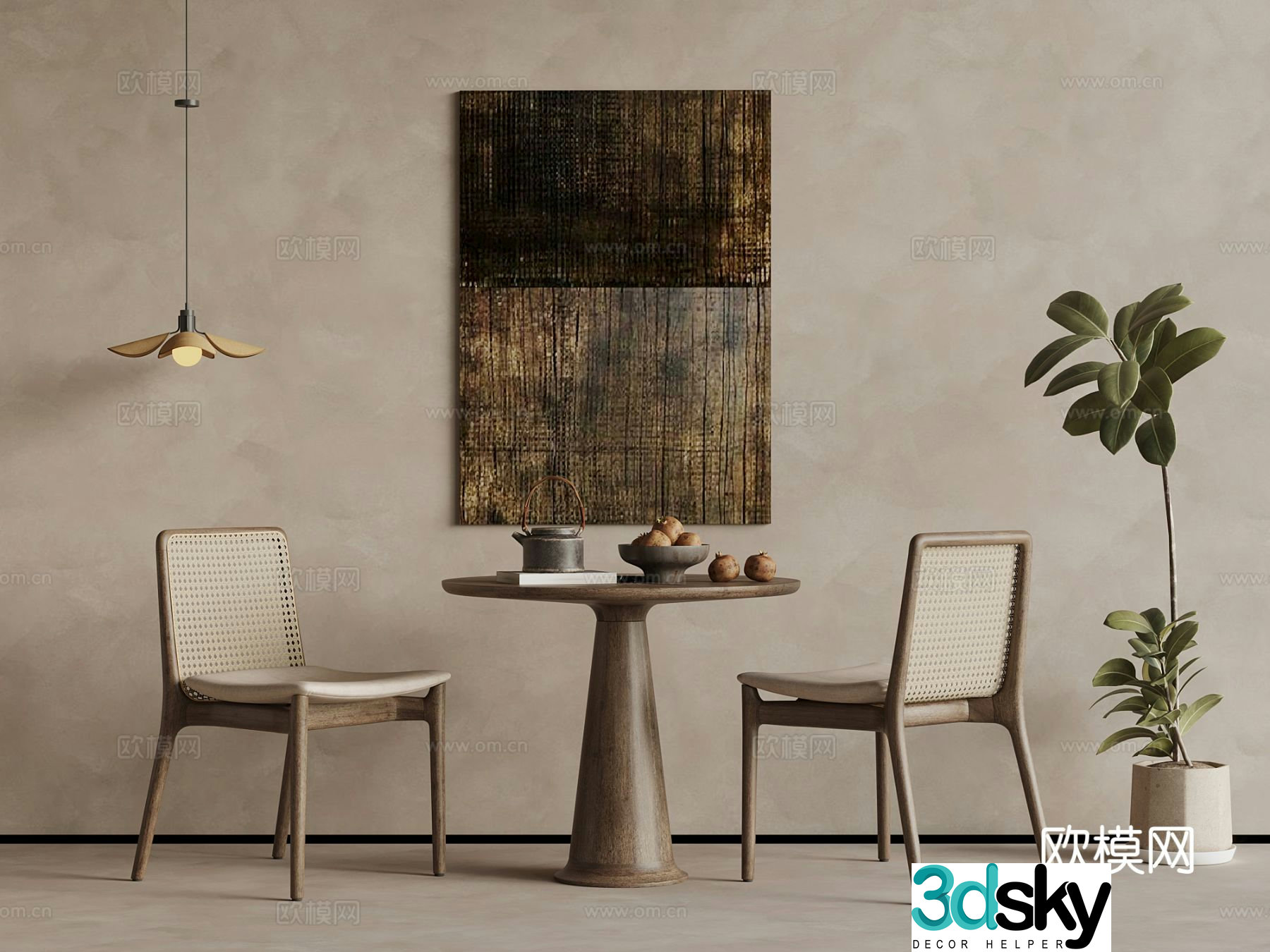 Wabi Sabi leisure table and chairs 3d model