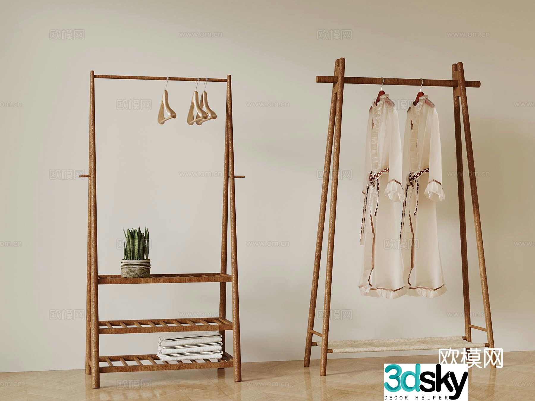 Medieval style clothes hanger wardrobe 3d model