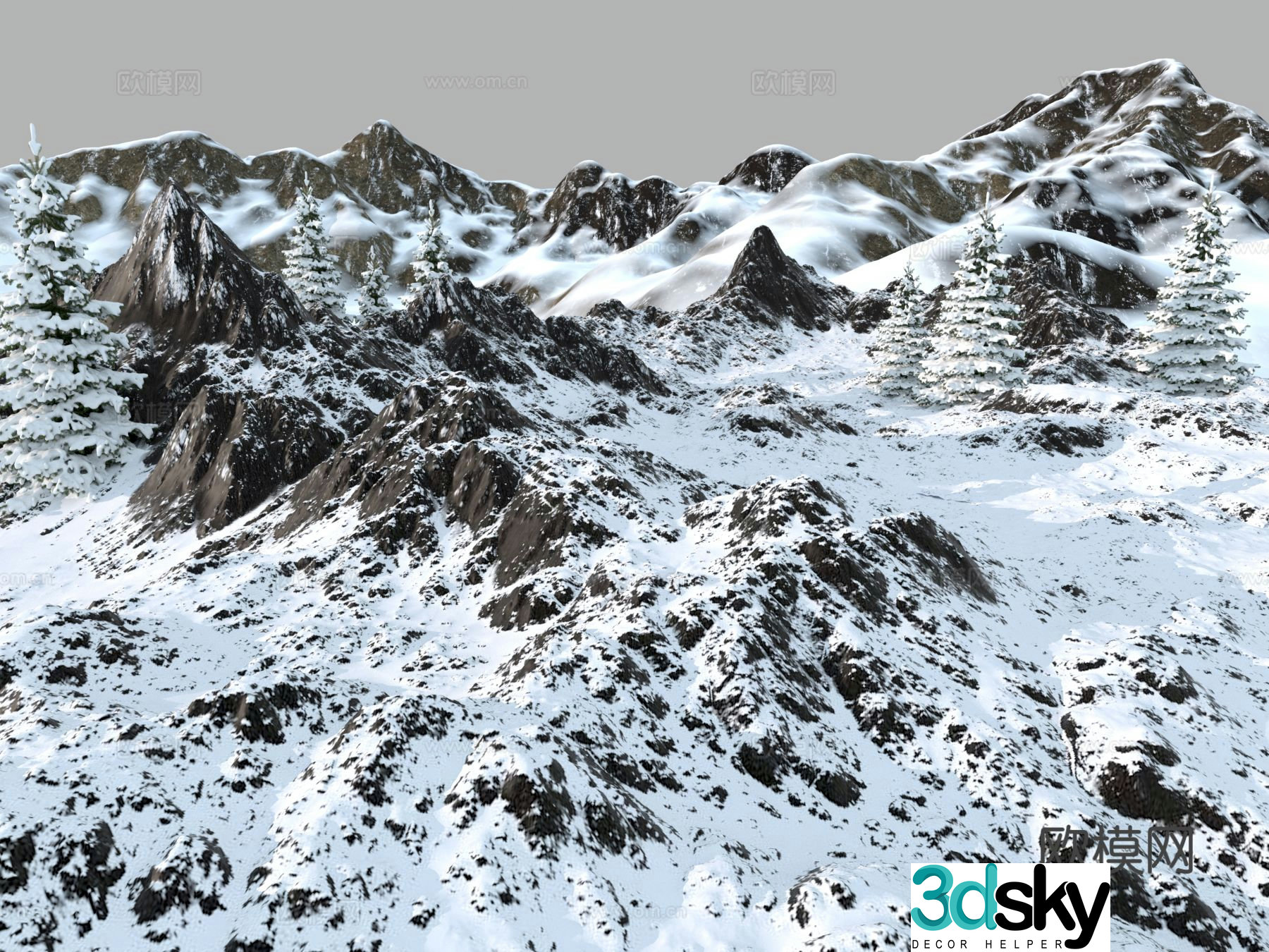 modern mountains mountain range snow mountain 3d model