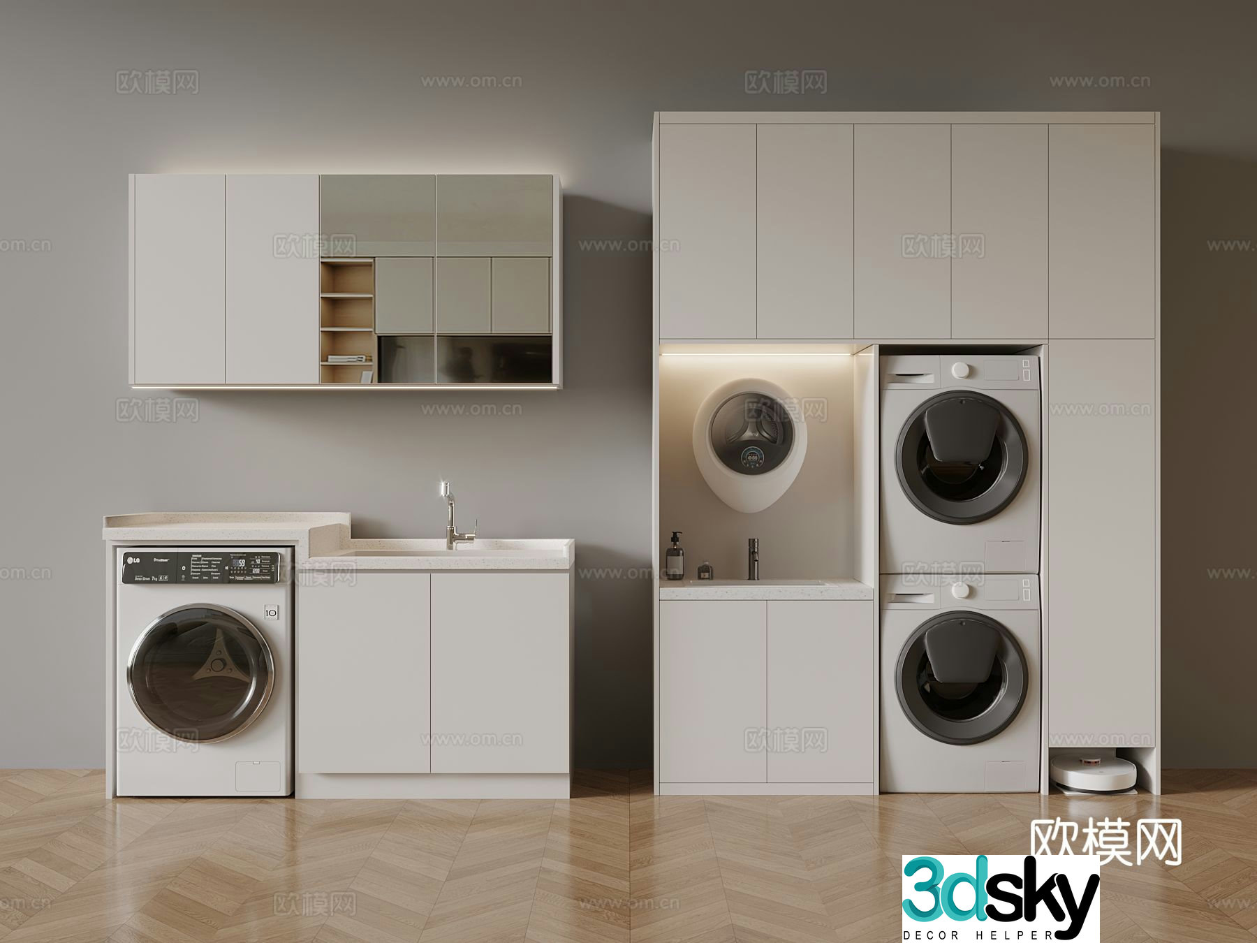 Balcony cabinet washing machine cabinet 3d model