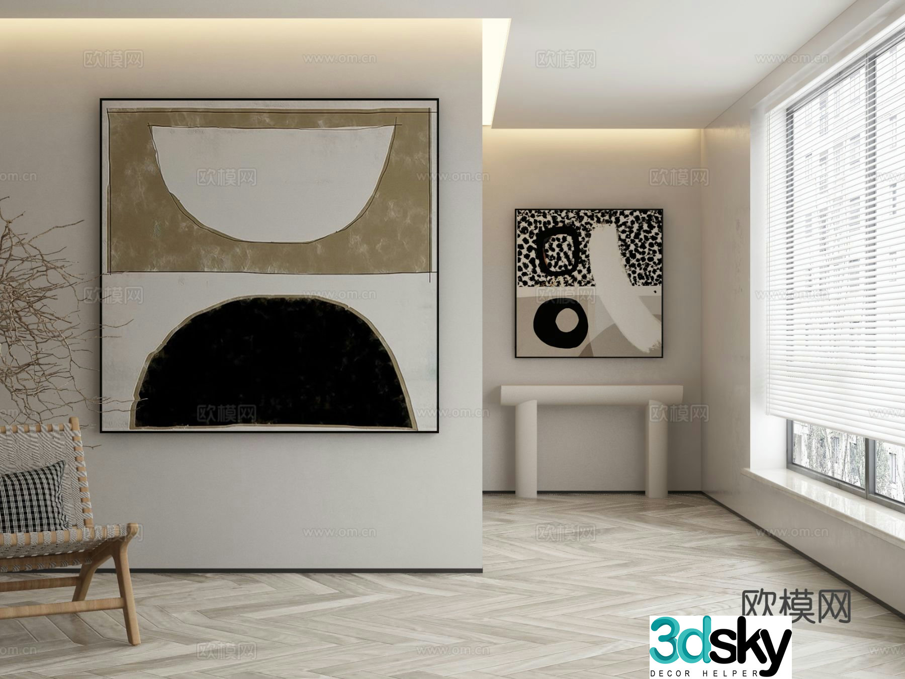 Modern texture painting decorative painting 3d model