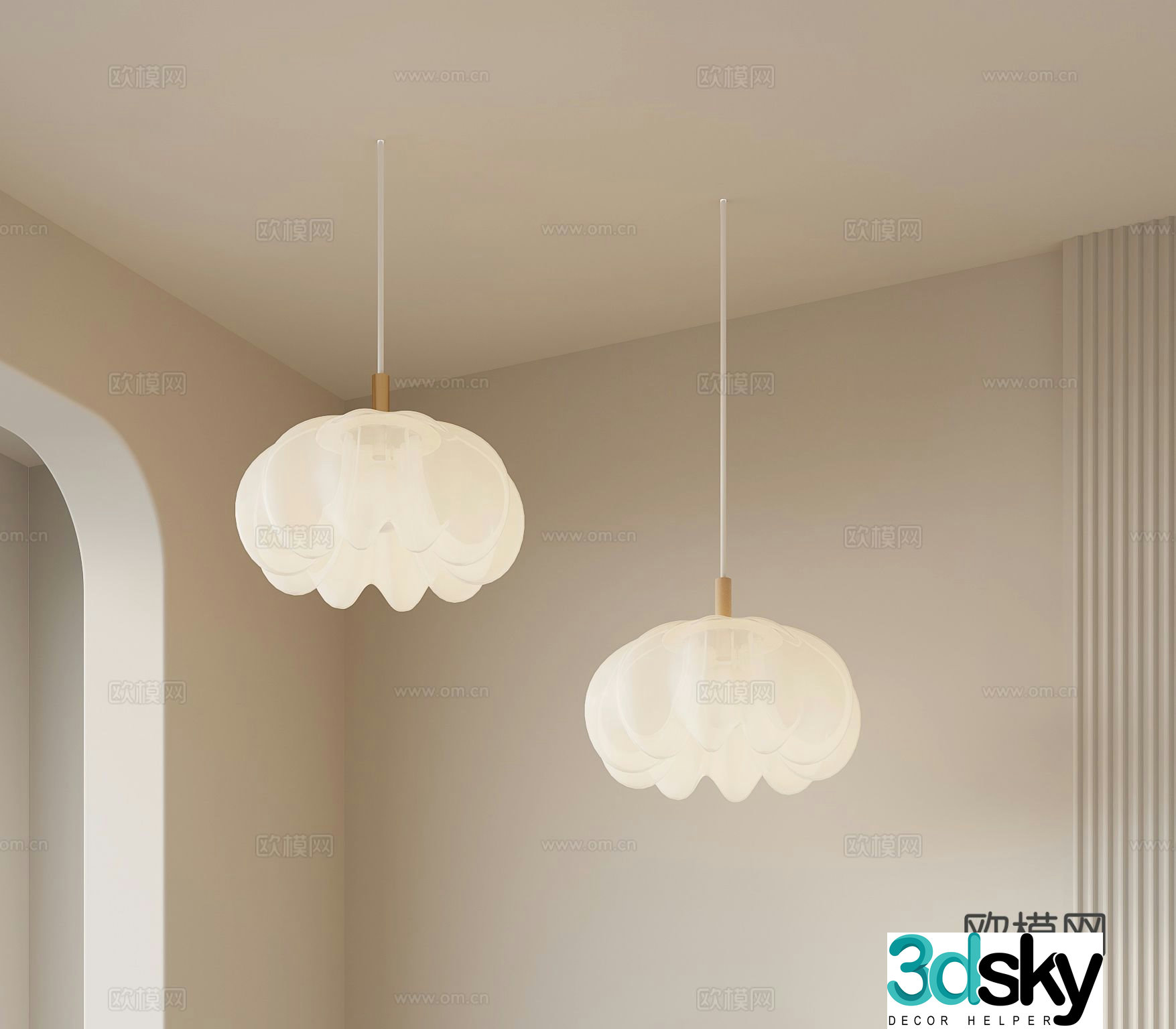 Cream style small chandelier 3d model