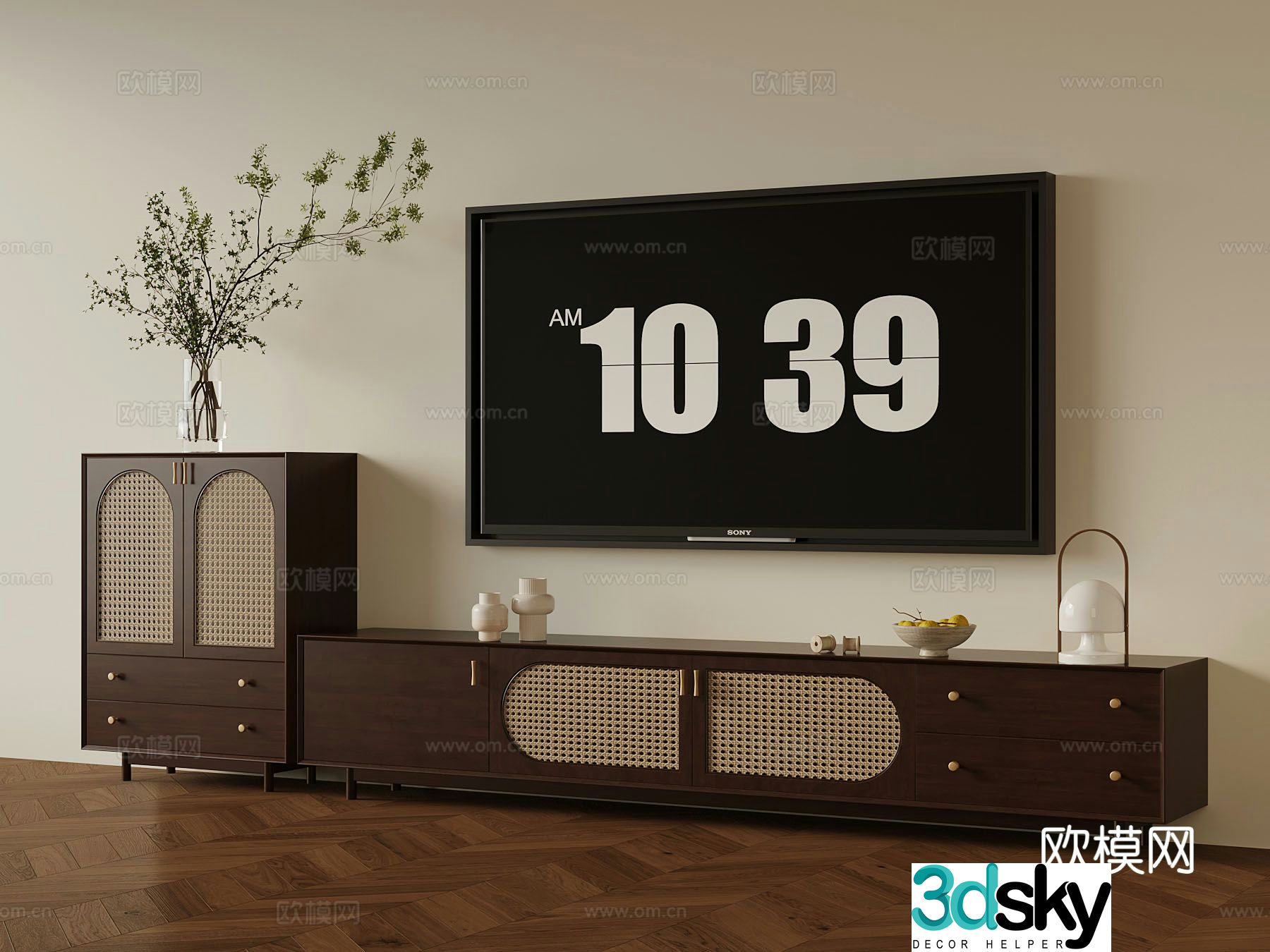 Medieval style TV cabinet 3D model