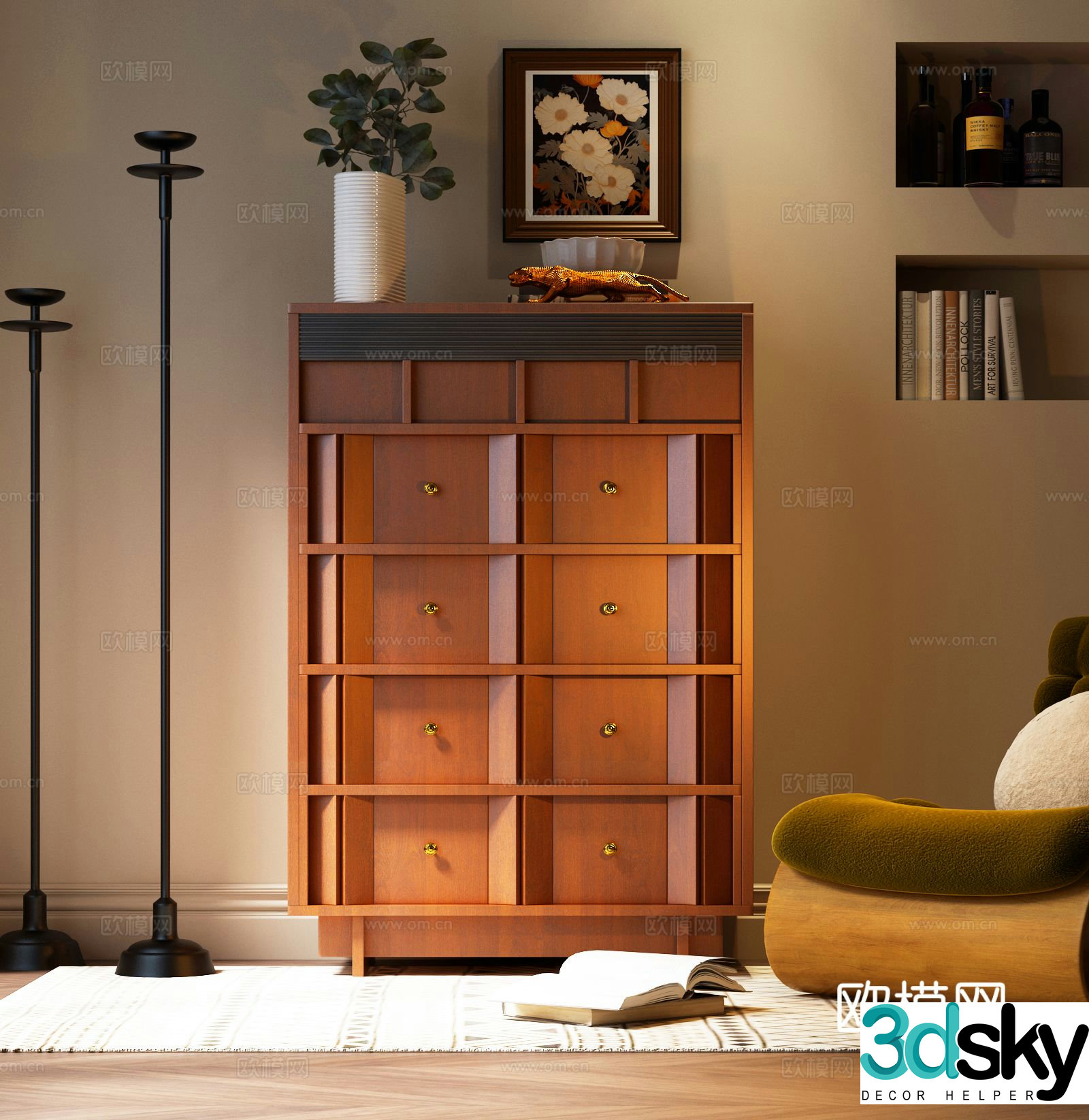 Medieval style chest of drawers 3D model