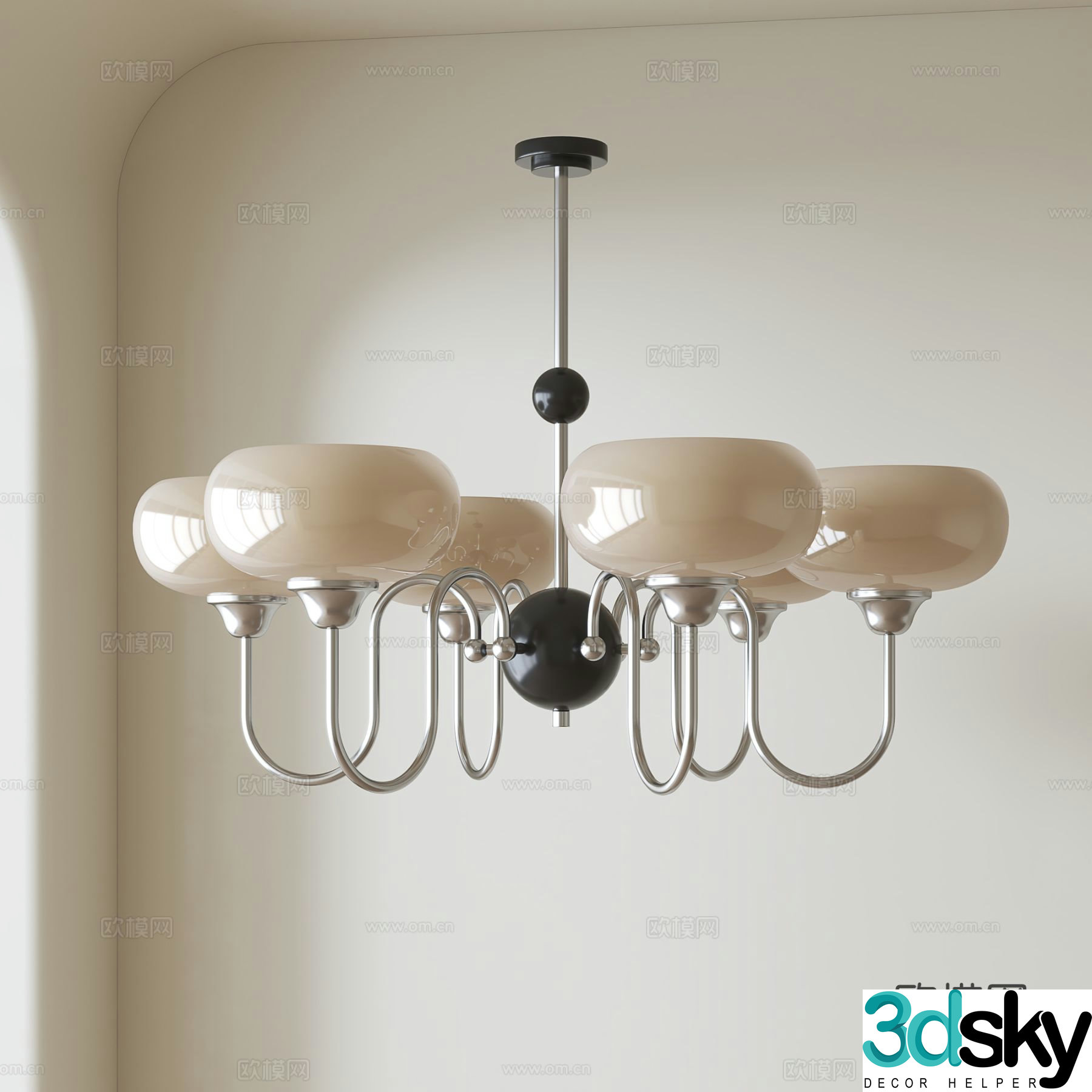 French multi-head chandelier 3d model