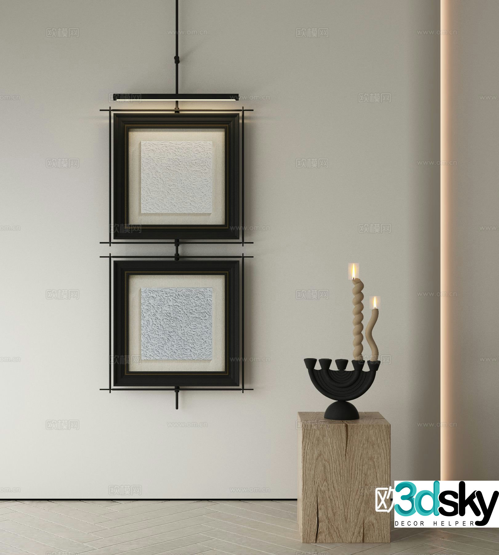 Medieval style hanging painting decorative painting 3d model