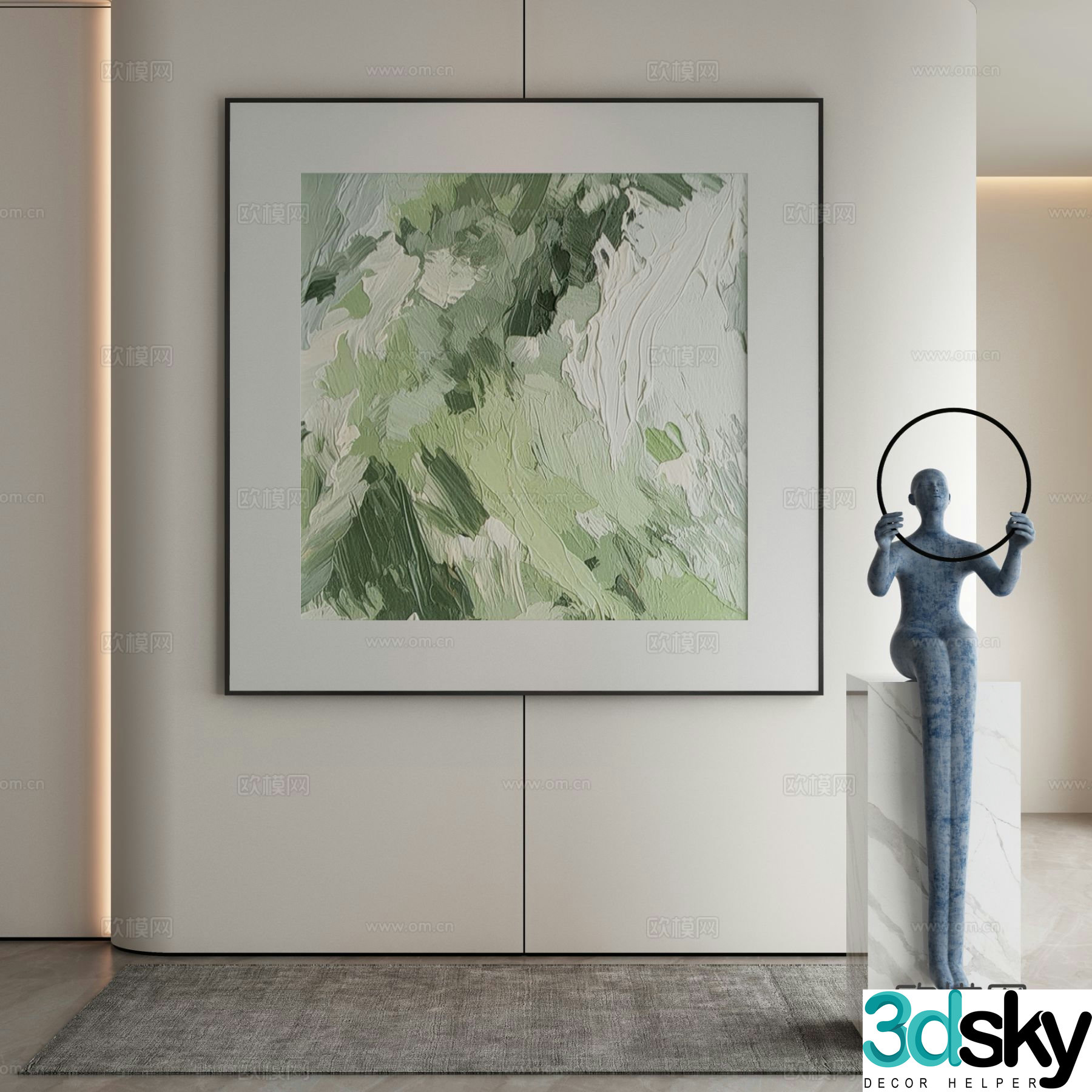 Modern texture painting decorative painting 3d model