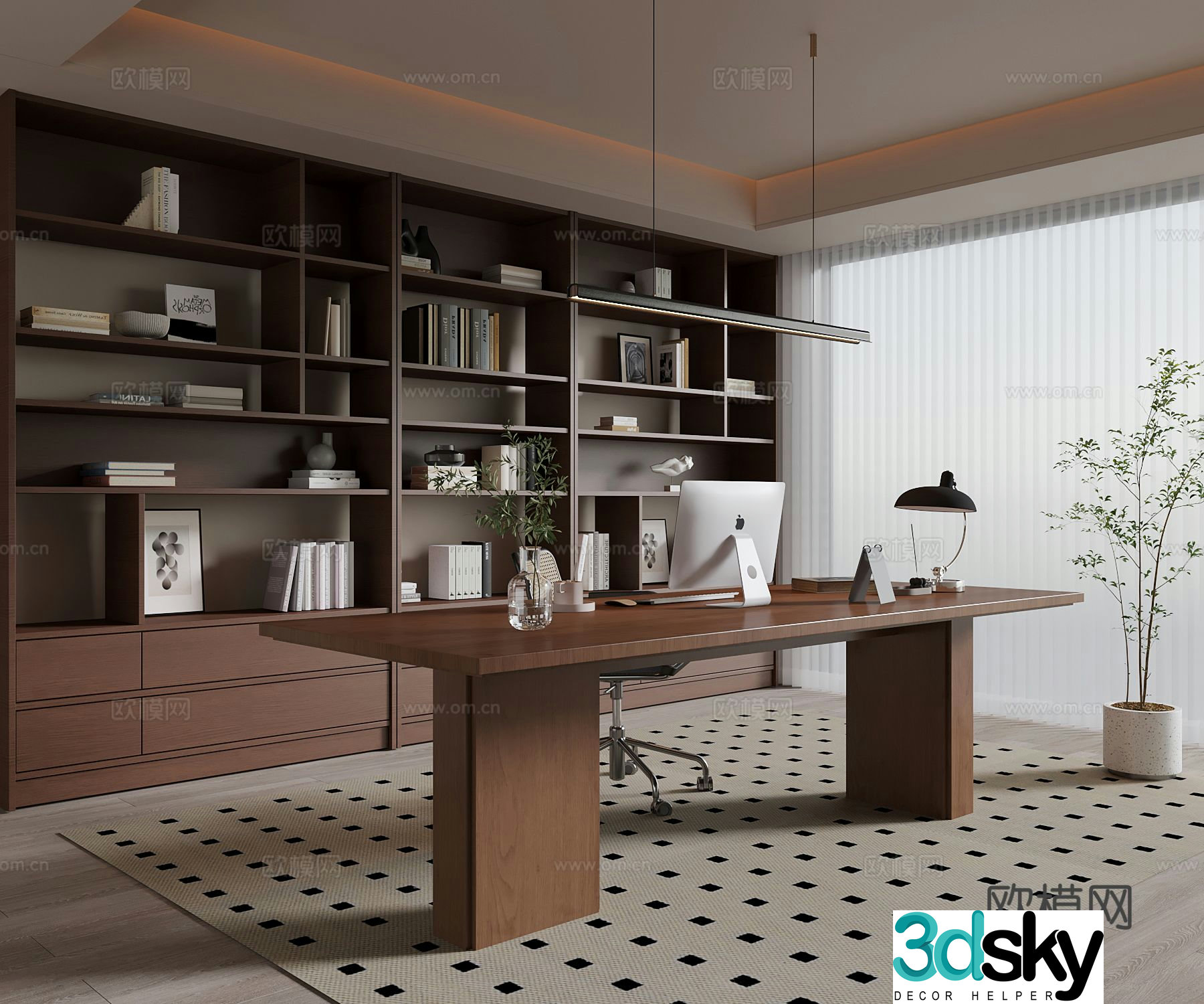 New Chinese style study 3D model